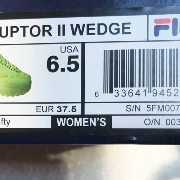 shoes women, FILA WOMENS WEDGE PLATFORM SNEAKER, neon colour, size 6.5 - Picture 4 of 4